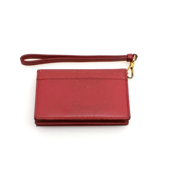 Prada Soffiano Red Leather Credit Card Holder With Hand Strap - Picture 2 of 7